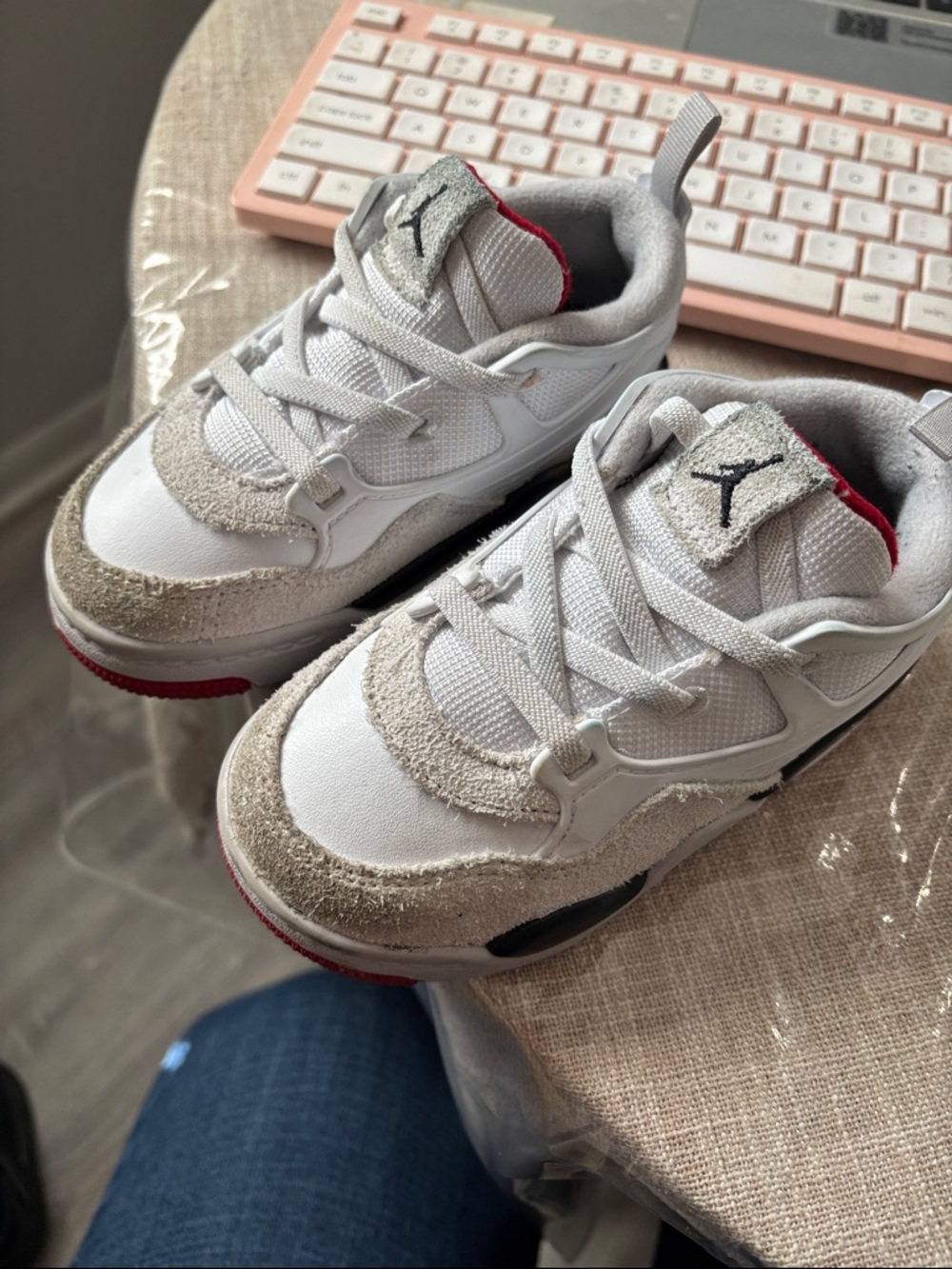 Jordan Kids White, Gray & Red Low-Top Sneakers